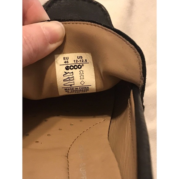 Ecco Black Leather Casual Moc Toe Driving Loafers Shoes Mens Sz 12 - 12.5 - Picture 10 of 11